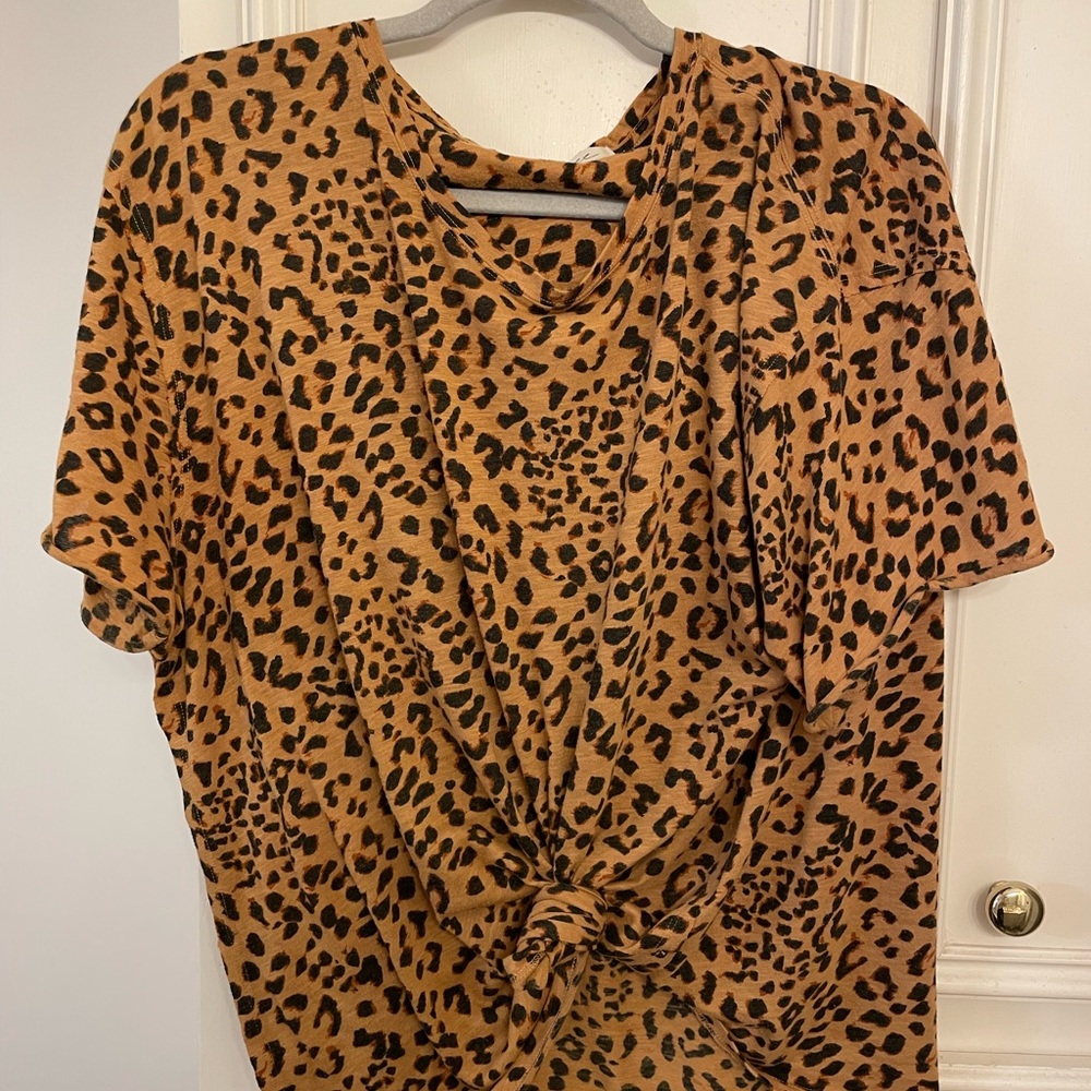 Free People Leopard Print Oversized Tee